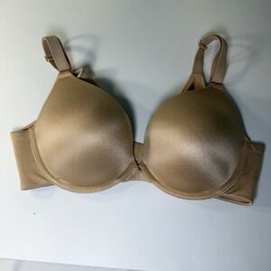 Cacique Boost Plunge Bra 38D Tan Nude Padded Underwire 3-Hook Closure